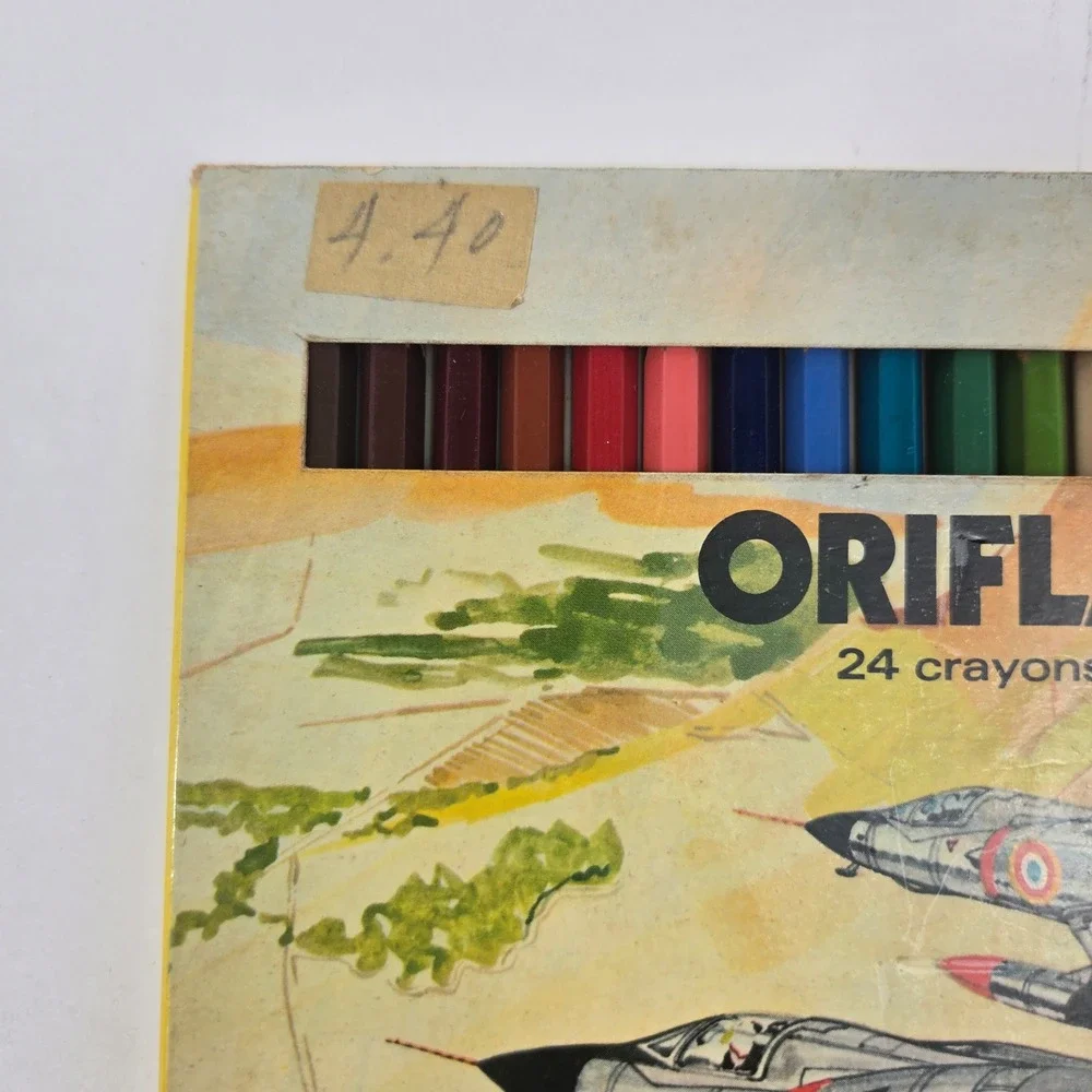 Vintage Conté à Paris Oriflamme Colored Pencils 24 Set Marcel Dassault Jets